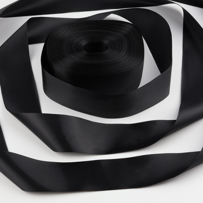 Лента атласная, 50 мм &times; 100 &plusmn; 5 м, цвет чёрный