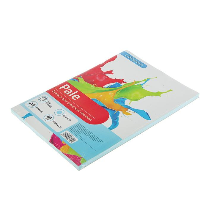 Бумага цветная А4, 100 листов Calligrata Пастель, голубая, 80 г/м&sup2;