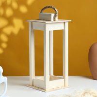 Кашпо деревянное 12&times;12&times;30 см "Фонарик", ручка верёвка, натуральный Дарим Красиво