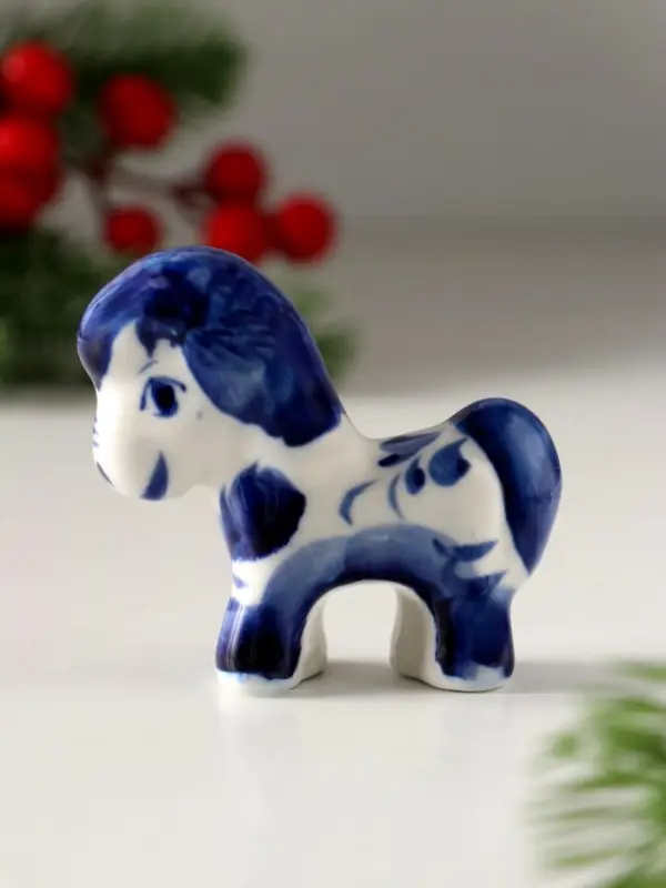 Сувенир Жеребенок, 6х6,5 см, гжель