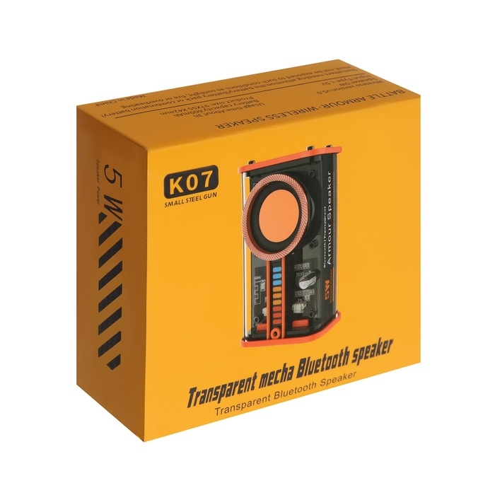 Портативная колонка К07, 5 Вт, прозрачная, 500 мАч, подсветка, чёрная Портативная колонка К07, 5 Вт, прозрачная, 500 мАч, подсветка, чёрная