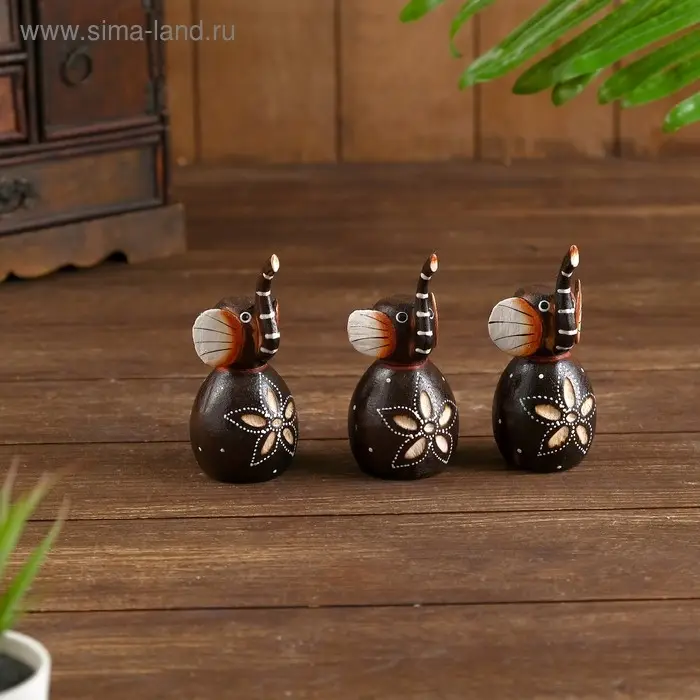 Набор сувенирный "Слоники" (3 шт) 14х4,5х12 см