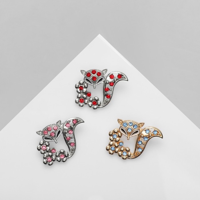 Брошь &laquo;Лиса&raquo; в цветах (неделимая фасовка 12 шт., цена за шт.), цвет МИКС