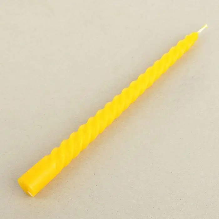 Свеча витая, 2,2х 25  см, лакированная жёлтая