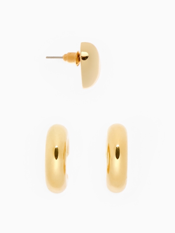 Набор серьги и каффы 3 шт. &laquo;Бублик&raquo; сердце, цвет золото