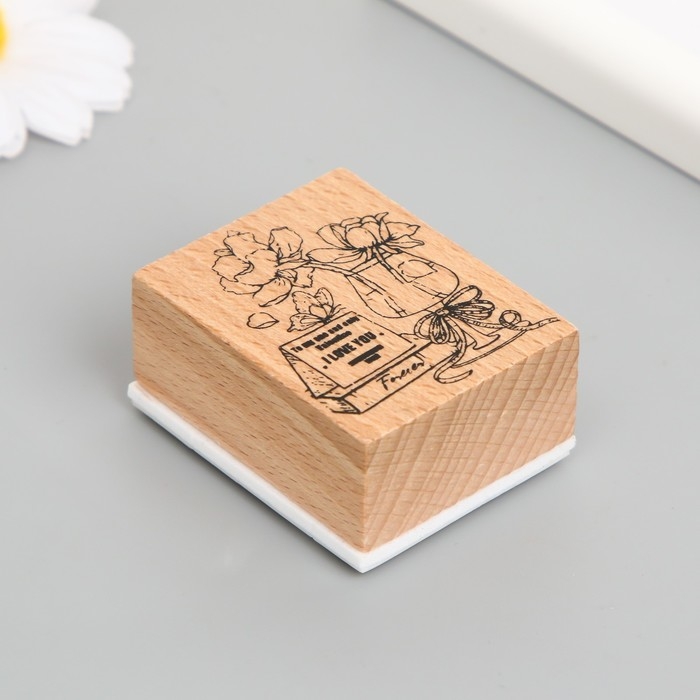 Печать дерево, резина Печать дерево, резина "Цветы в бокале" 5х4х2,5 см