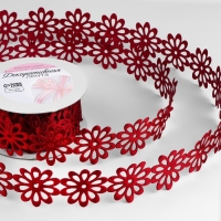 Лента фигурная &laquo;Крупный цветок&raquo;, 40 мм, 9 &plusmn; 0,5 м, цвет бордовый