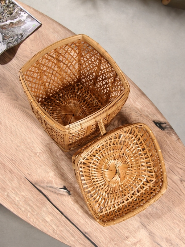 Корзина плетёная "Баскет" бамбук 24х24х28 см, светлая