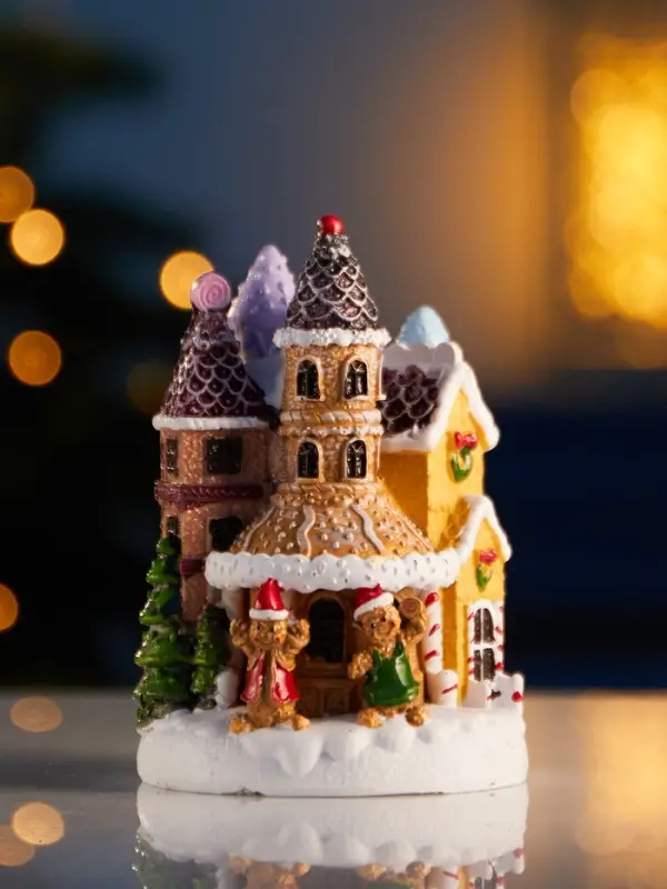 Фигура светодиодная "Пряничный замок" 10х7 см, 4 LED, LR41x3 (в компл), Т/БЕЛЫЙ