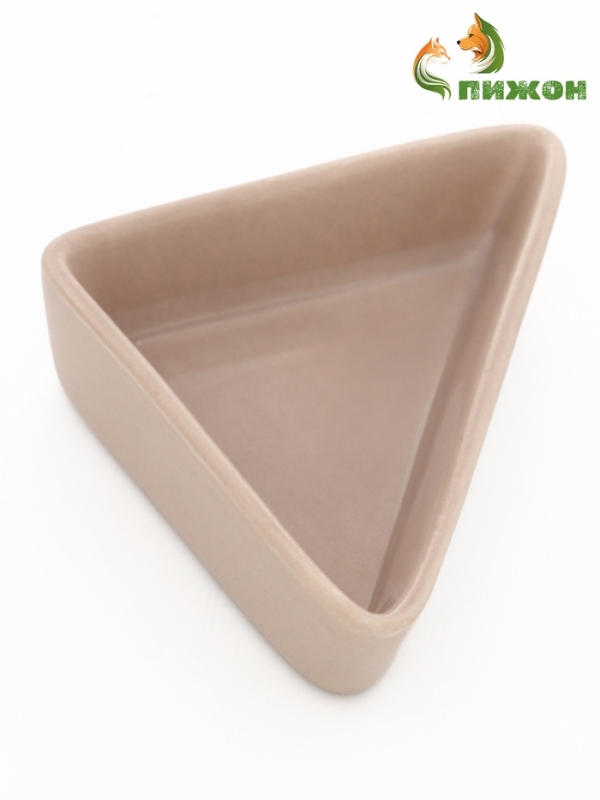 Миска керамическая для грызунов угловая 75 мл  9,5 х 6 х 2 см, серый