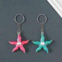 Брелок металл "Морская звезда с жемчужиной" золото, эмаль МИКС 5,5х5,1х1,5 см