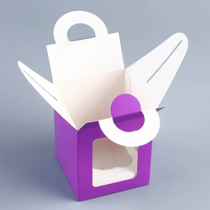 Коробка для 1 капкейк с окном, сиреневая, 9.2&times;9.2&times;11.1 см