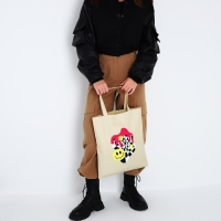 Шопер текстильный с вышивкой Smile , 40х35 см, бежевый цвет