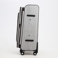 Чемодан большой 95 л (L), отдел на молнии, с расширением, кодовый замок, 4 колеса, наружный карман, цвет серый