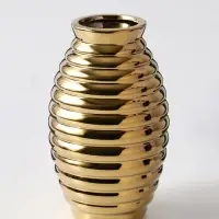 Ваза керамика настольная "Дайзи" полосы, 20х11х7 см, золото