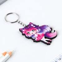 Брелок для ключей аниме &laquo;Девочка с ушками&raquo; деревянный