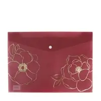 Папка-конверт на кнопке формат А4 180мкр блестящая МИКС Цветы  (штрихкод на штуке)