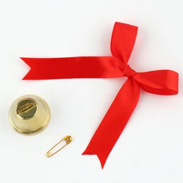 Колокольчик на булавке с бантом на Выпускной, красный, d = 2,6 см