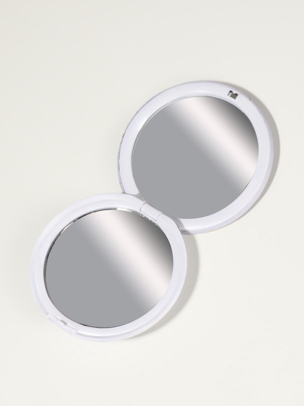 Зеркало складное &laquo;Птички&raquo;, d = 7,3 см, с увеличением, цвет сиреневый