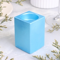 Подсвечник "Квадрат" из гипса, 5х8см, голубой Подсвечник "Квадрат" из гипса, 5х8см, голубой