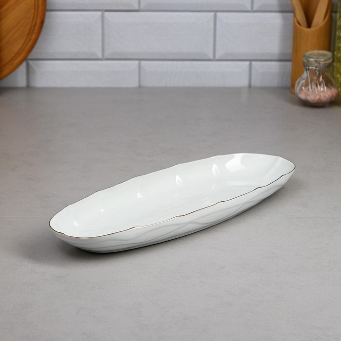 Селедочница &laquo;Рыбное ассорти&raquo;, 800 мл, золотая обводка, фарфор, Иран