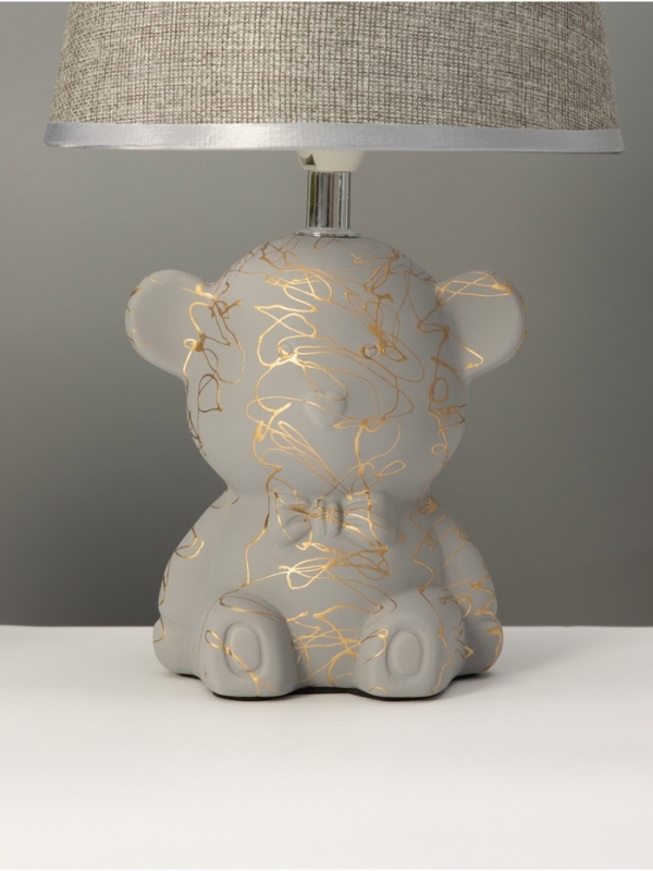 Настольная лампа "Мишка" 1х40Вт Е14 серый/золото 20х20х33см