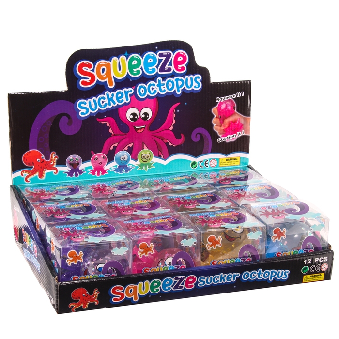 Мялка &laquo;Осьминожка&raquo; с водой, на присоске, виды МИКС