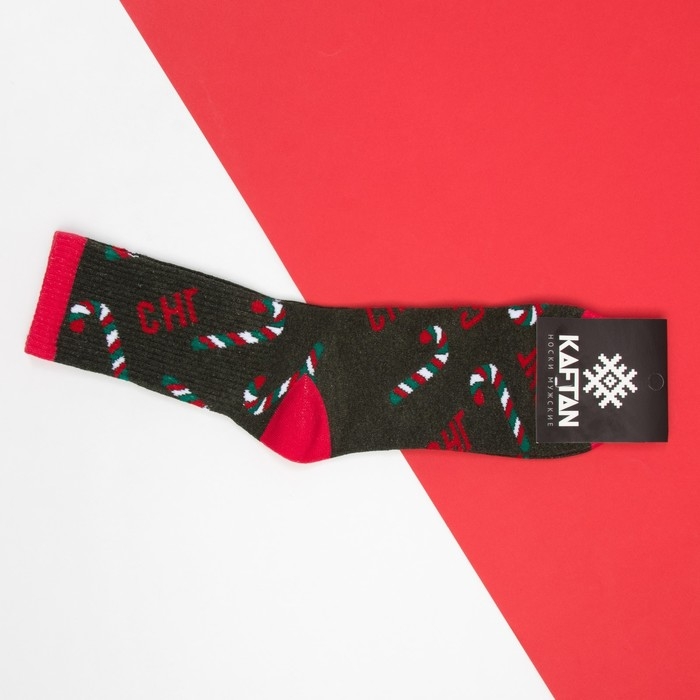 Носки новогодние мужские KAFTAN "Новый Год" размер 41-44 (27-29 см), цвет зеленый