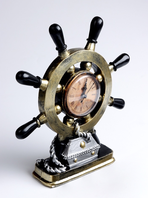Часы настольные интерьерные, &laquo;Штурвал&raquo;, на батарейках, 16&times;6.5&times;27 см, d-8 см