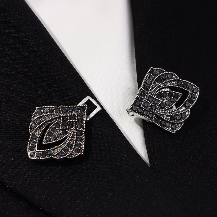 Зажим для кардигана «Пики», цвет серый в чернёном серебре Зажим для кардигана «Пики», цвет серый в чернёном серебре