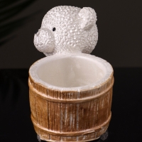 Кашпо "Медведь с горшочком" 9х10х6 см,перламутр