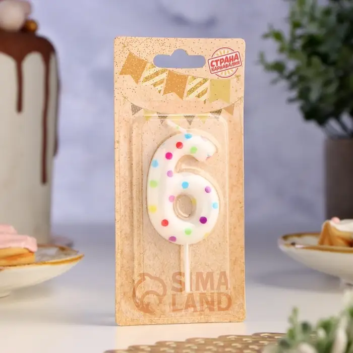 Свеча в торт на день рождения &laquo;Цифра 6&raquo;, 5.5 см