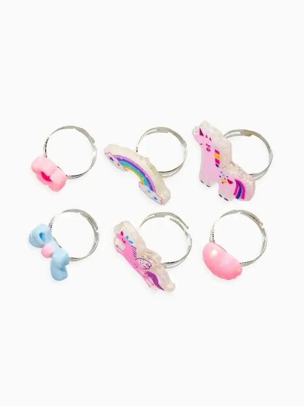 Кольца детские набор 6 шт. &laquo;Выбражулька&raquo; ассорти единорог форма МИКС, б-р, разноцветный