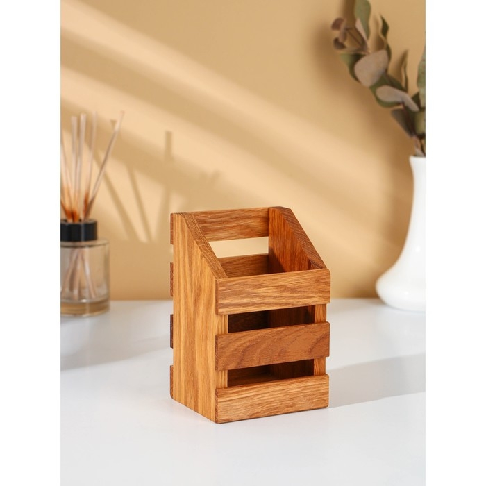 Подставка для столовых приборов Adelica, 9&times;8&times;14 см, дуб