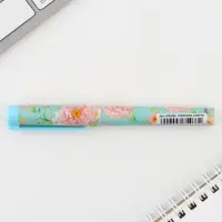 Ручка шариковая, синяя паста, 0.7 мм, с колпачком, пластик &laquo;Пионы&raquo;