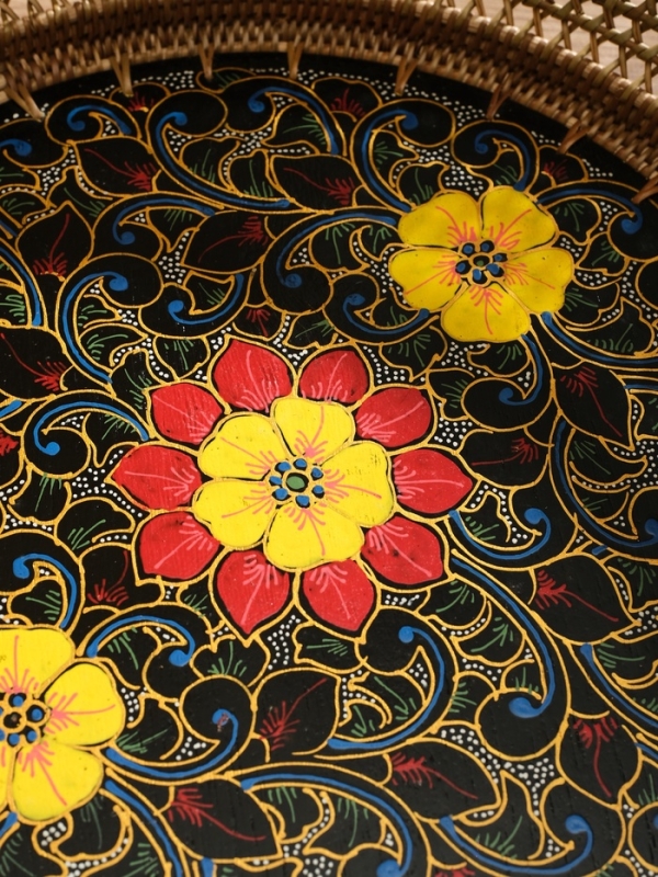 Корзина плетеная ротанг Корзина плетеная ротанг "Цветы 3", 34х34х6 см, МИКС