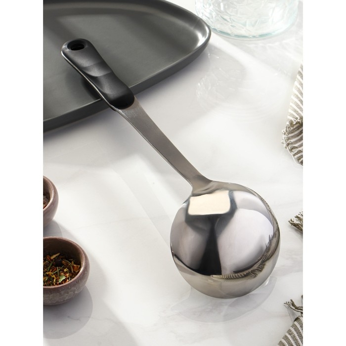 Половник из нержавеющей стали Доляна Home, 90 мл, 34&times;10 см, толщина 3 мм, цвет серебряный