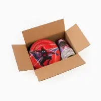 Посуда одноразовая бумажная на 10 персон: стаканы, тарелки, скатерть, Человек Паук