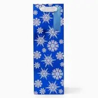 Пакет подарочный новогодний под бутылку, упаковка "Звёздочки-снежинки", 12 х 36 х 8,5 см.