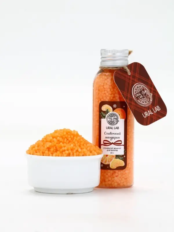 Жемчуг для ванны во флаконе, 85 г, аромат сливочный мандарин,URAL LAB