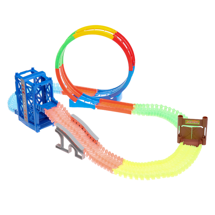 Автотрек &laquo;Магический Трек&raquo;, гибкий, светится в темноте, 133 детали, лифт, мёртвая петля
