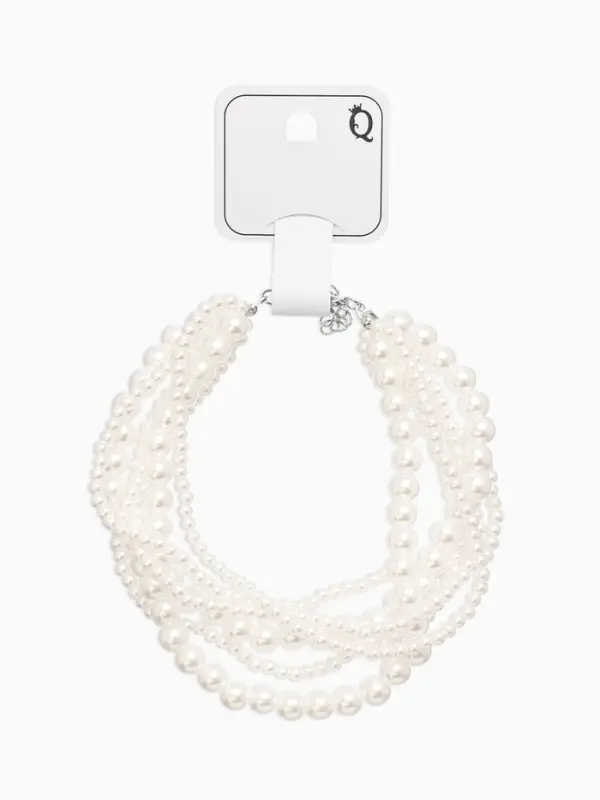 Обвес на штаны "Бусины жемчужные", цвет белый в серебре 25+удл