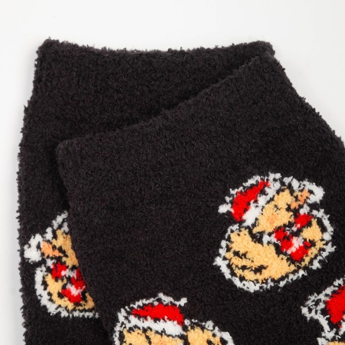 Носки махровые новогодние женские &laquo;Утки в шапках&raquo;, цвет чёрный, размер 36-40