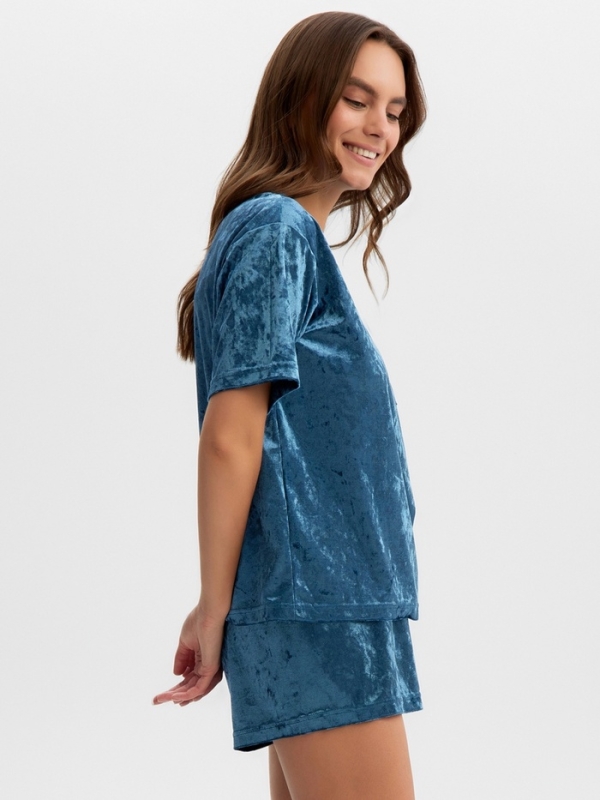 Комплект женский (футболка и шорты) KAFTAN Velvet р. 48-50, синий
