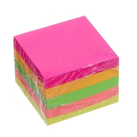 Блок с липким краем 51 мм х 51 мм, 400 листов, флуоресцентный, 5 цветов