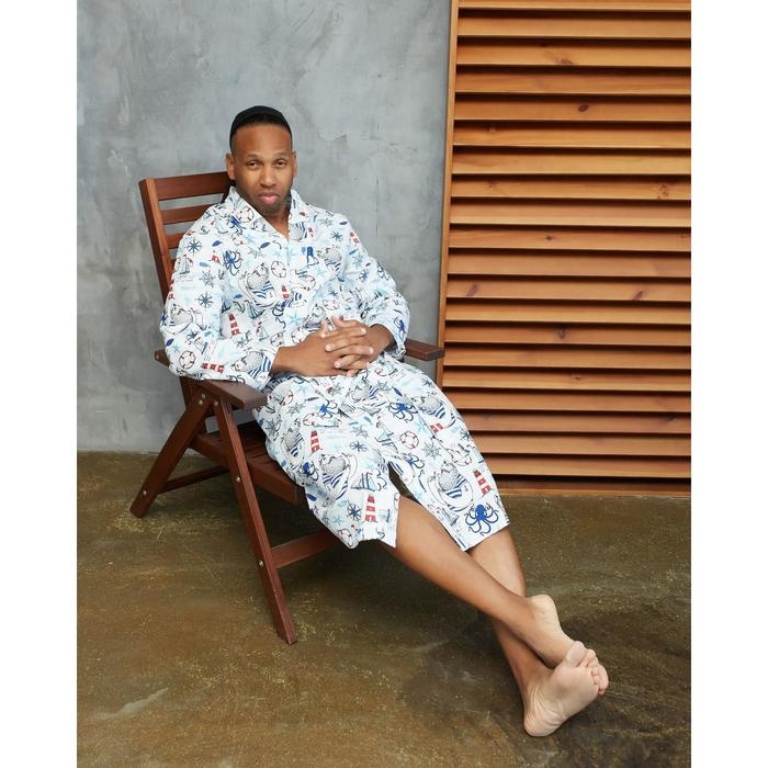 Халат мужской удлиннный Этель Халат мужской удлиннный Этель "Капитан" размер 58-60, вафля 200г/м2, 100% хлопок