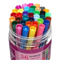 Фломастеры 36 цветов, в тубусе, розовый "Мишка"