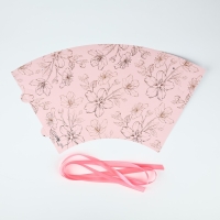 Пакет для цветов конусный круглый складной на лентах &laquo;Цветы&raquo;, 15 х 23.3 х 7.5 см