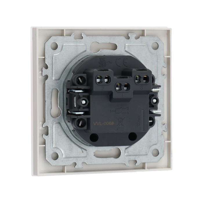 Выключатель TOT Matte Glass, 10 А, 2 кл., скрытый, стекло, белый Выключатель TOT Matte Glass, 10 А, 2 кл., скрытый, стекло, белый