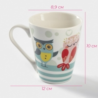 Кружка фарфоровая Доляна &laquo;Совушки&raquo;, 320 мл